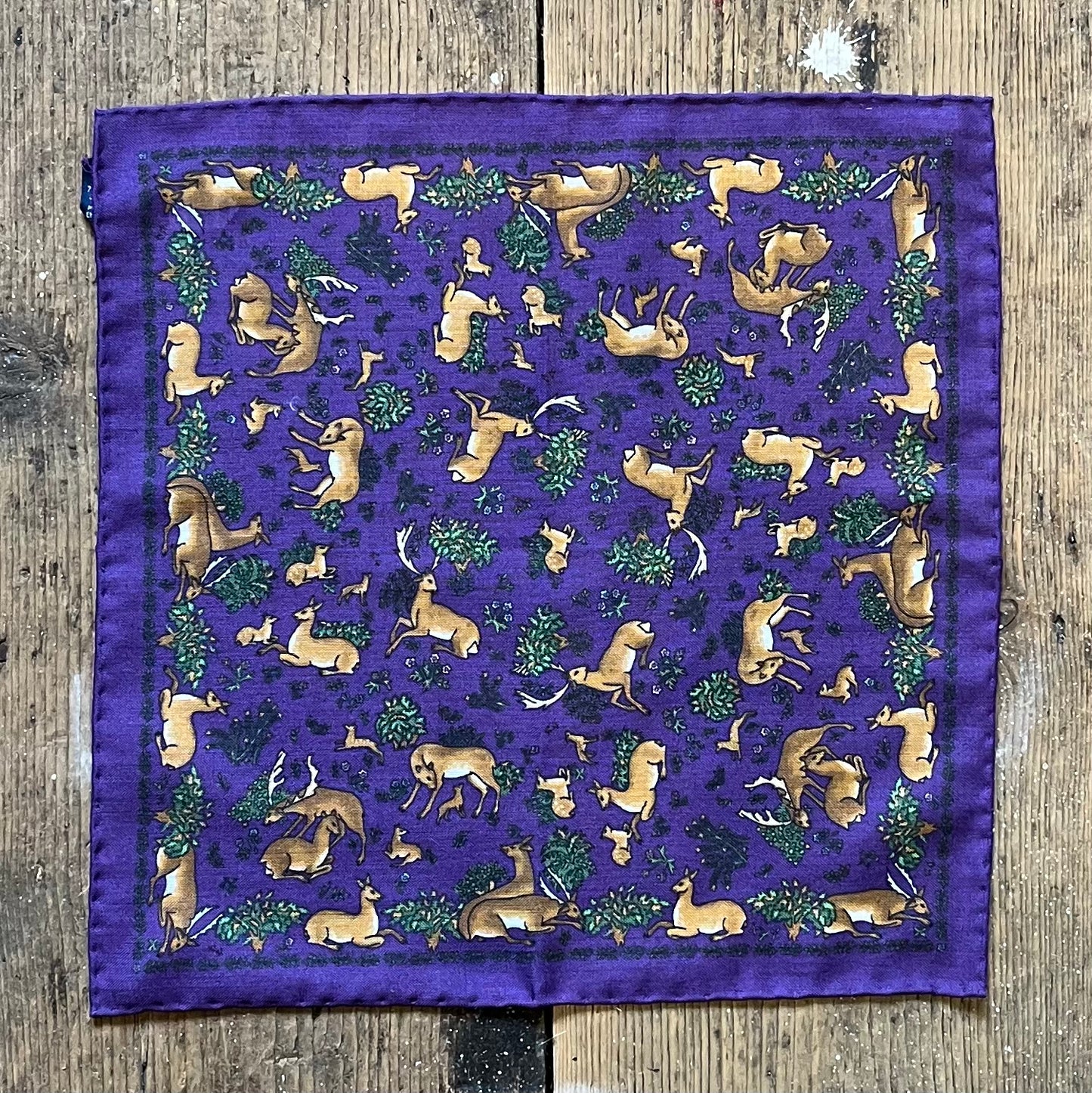 Regent - Wool/Silk Pocket Square - Purple Deer