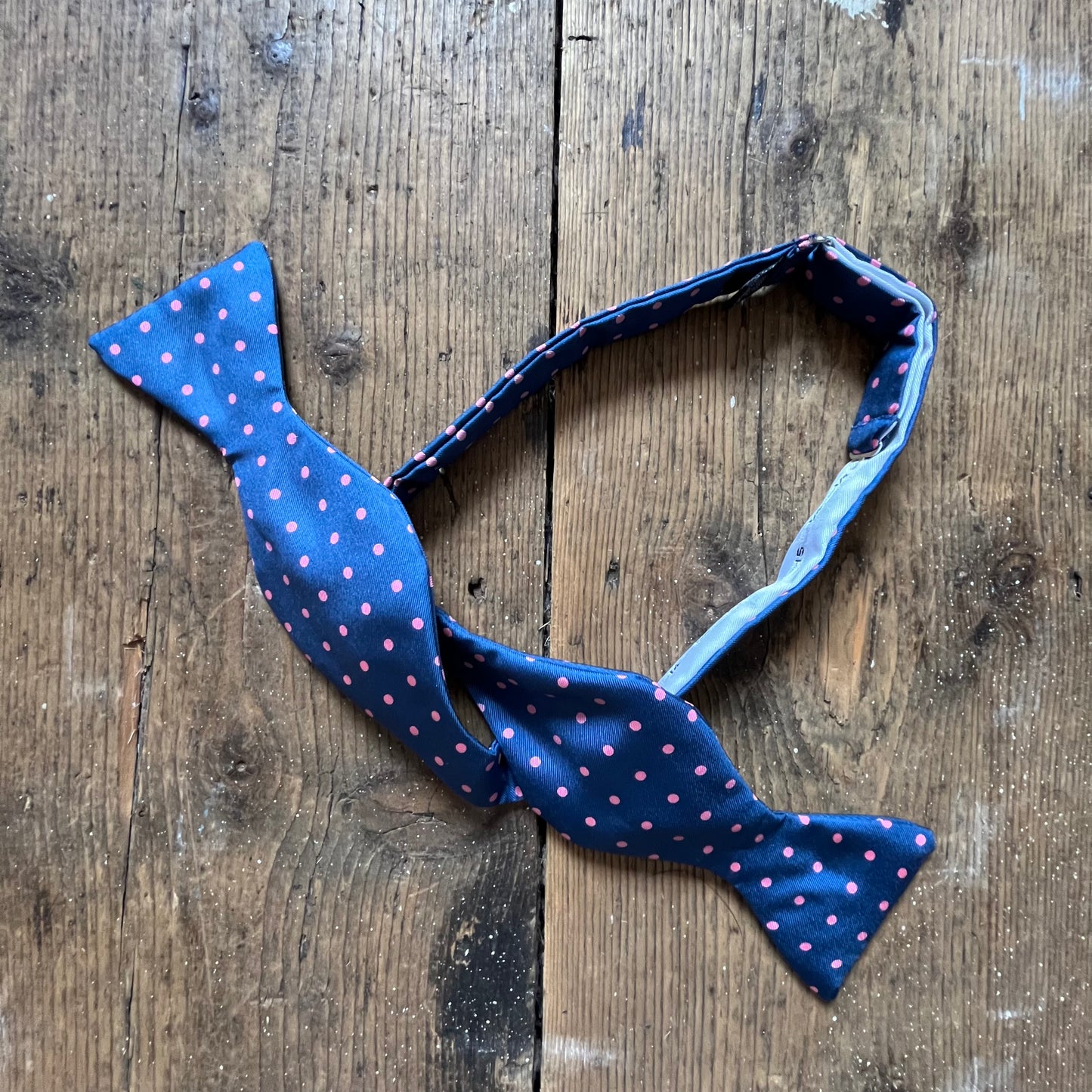 Regent - Silk Bow Tie - Spot - Petrol Blue/Pink