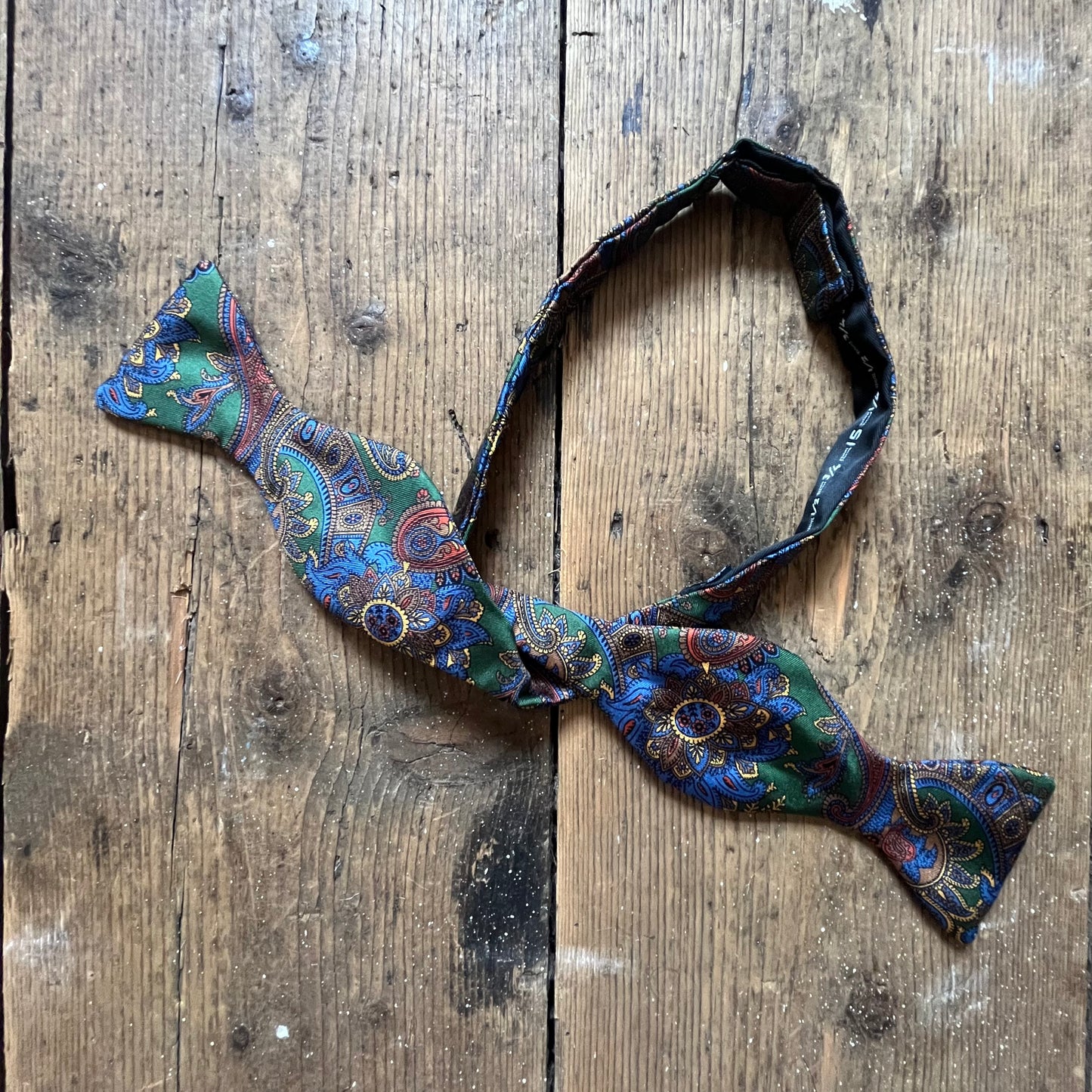 Regent - Silk Bow Tie - Paisley - Green/Blue/Yellow