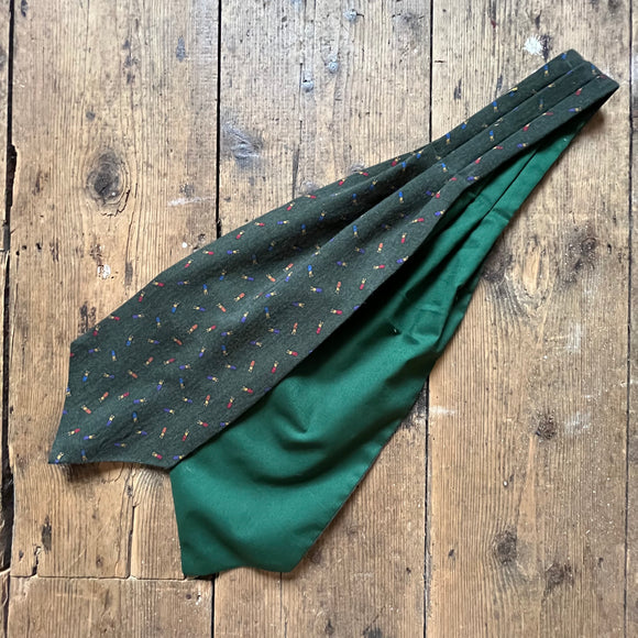 Green wool cravat with shotgun shell pattern