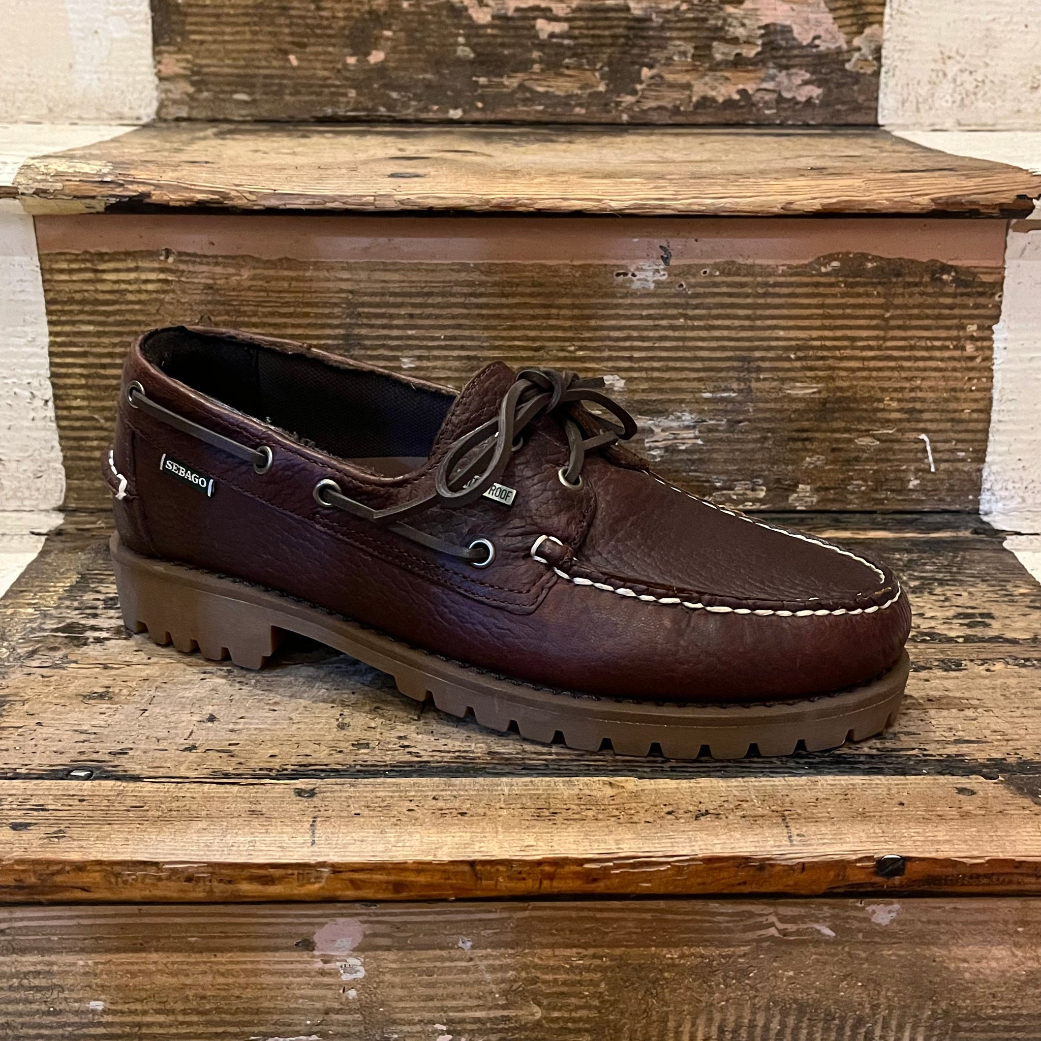 Sebago brown grain leather boat deck shoe