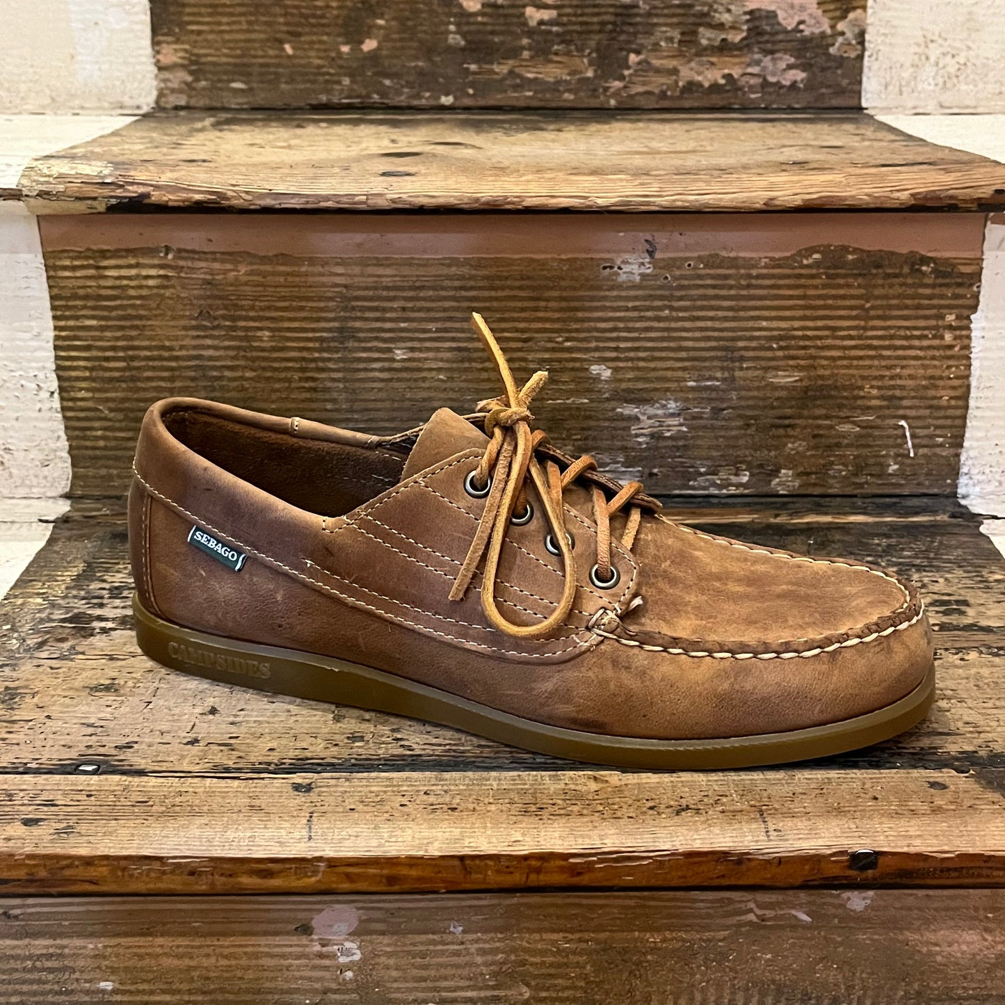 Sebago four eyelet brown suede boat deck shoe