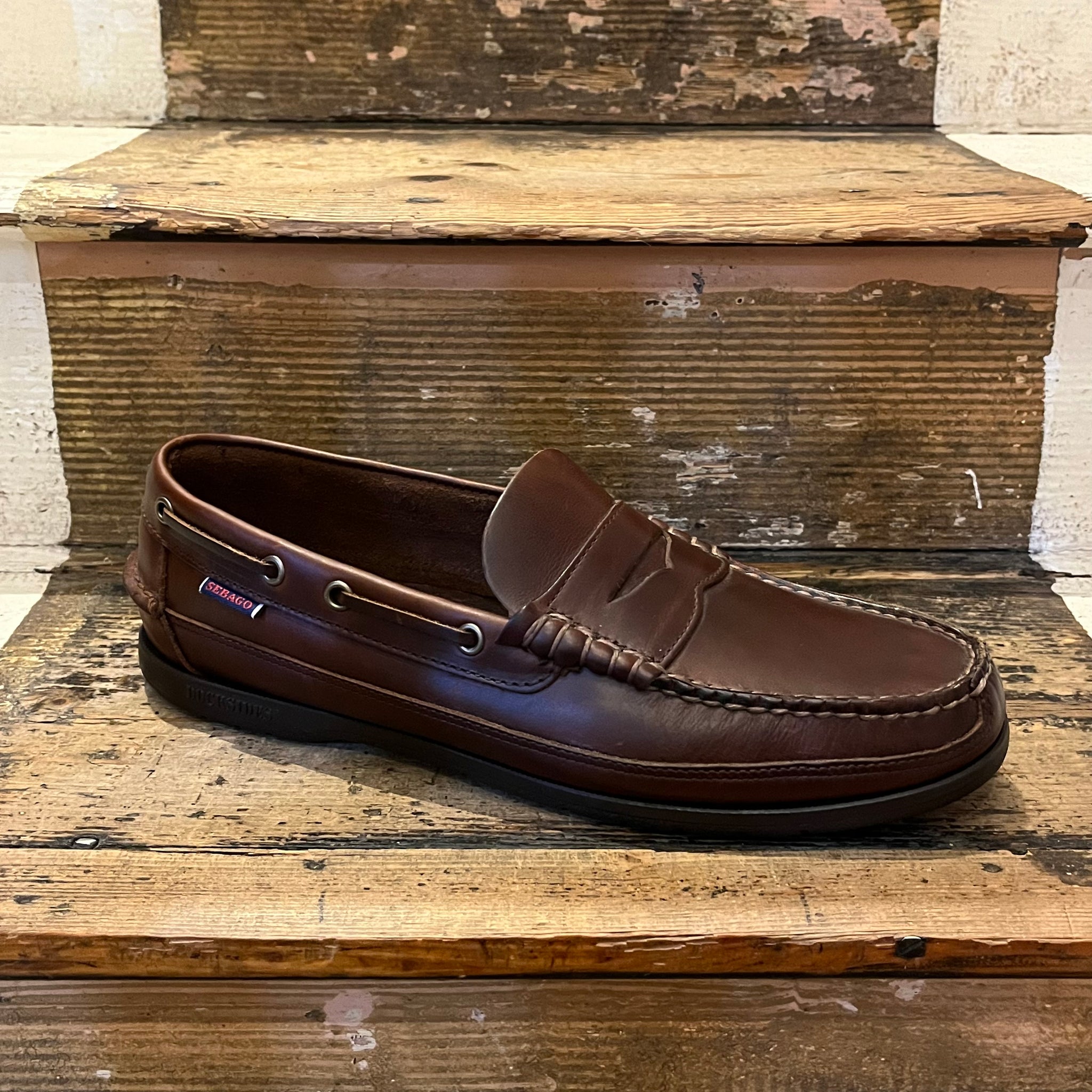 Sebago waxed leather boat deck shoe loafer