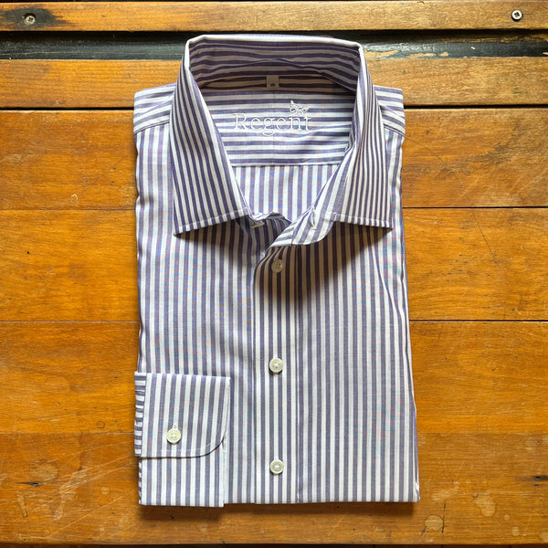 Regent - Klaus Shirt - Lilac Stripe Cotton Poplin