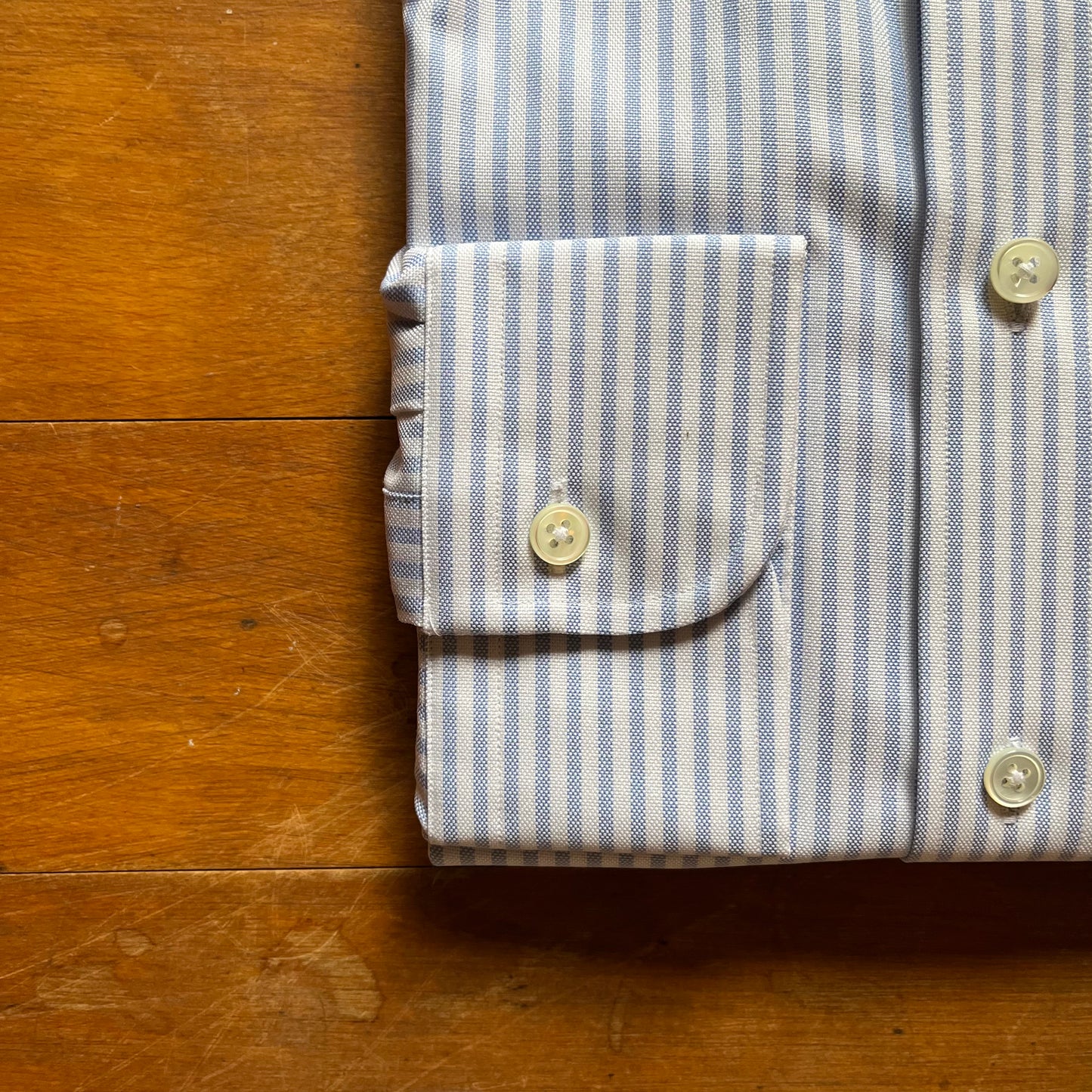 Regent - Oxford Cotton Shirt - White and Sky Blue Stripe