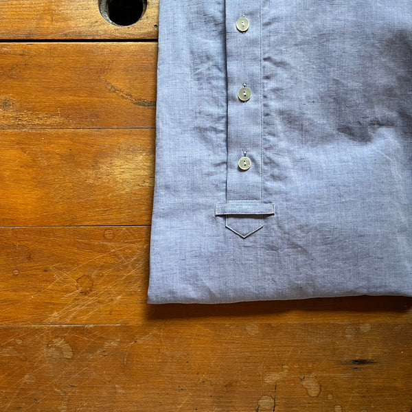 Regent 73 - Po Shirt - Blue Cotton Linen Blend