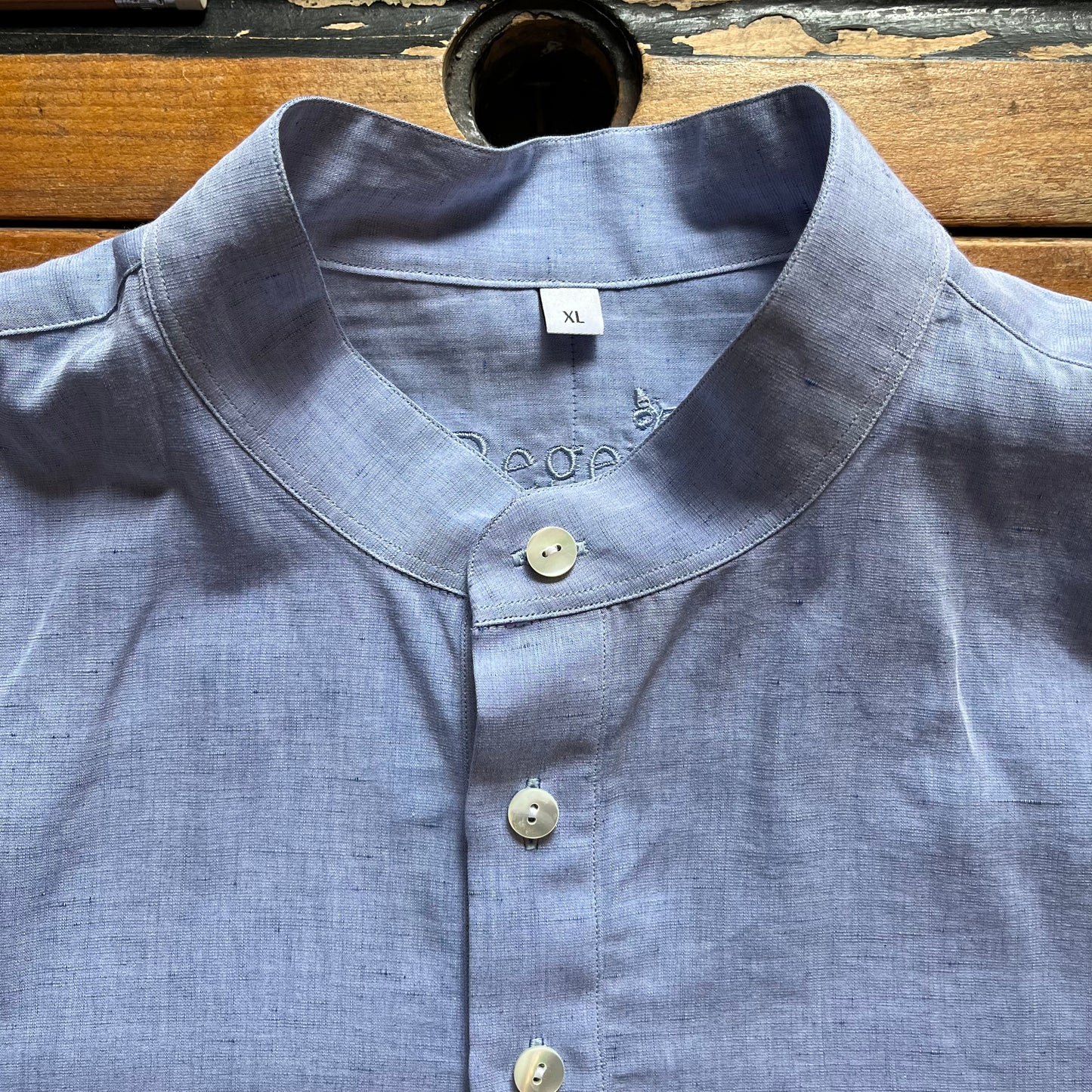 Regent 73 - Po Shirt - Blue Cotton Linen Blend