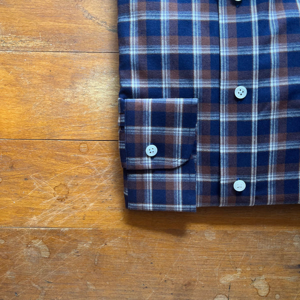 Regent - Tan Check Shirt - Navy and Brown Tan Flannel