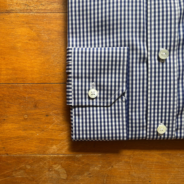 Regent - Navy Gingham Check Shirt - Button Down Collar