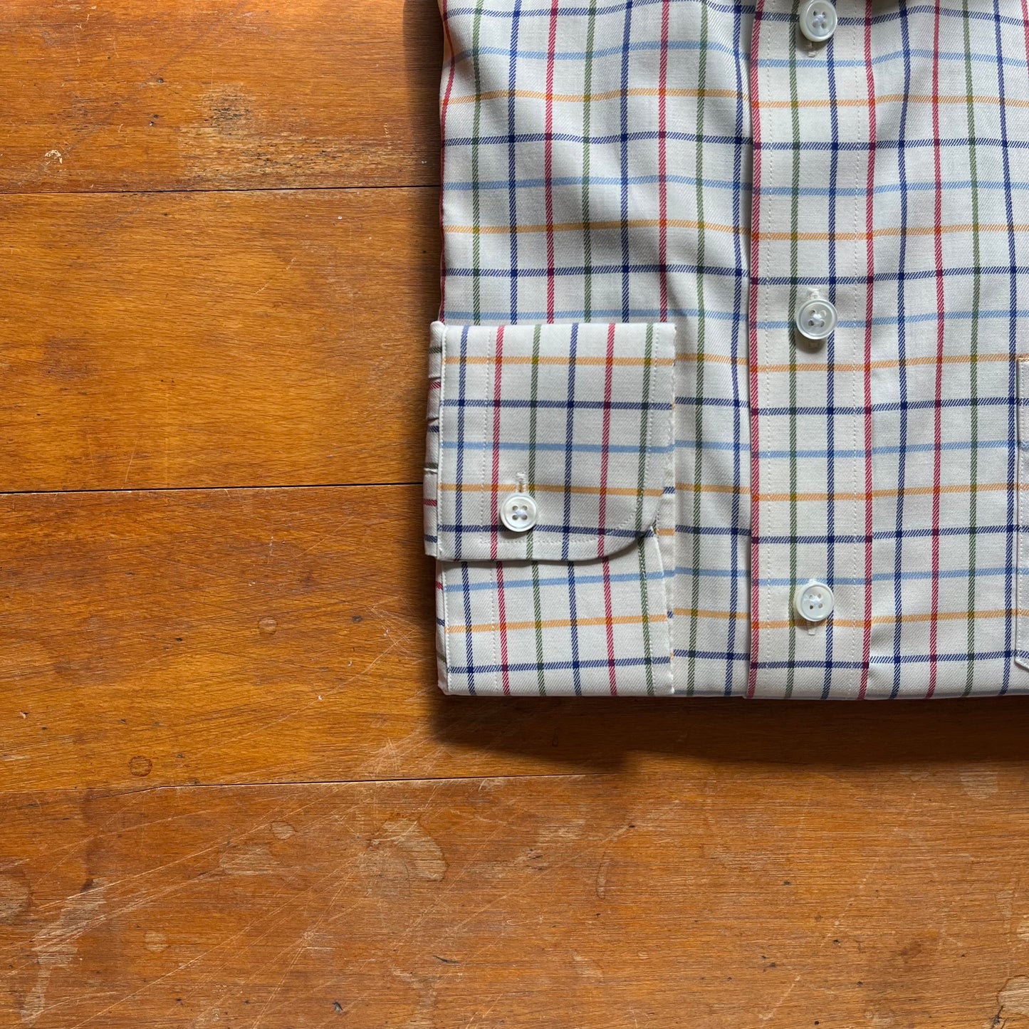 Regent - Red Twill Cotton Shirt - Multicoloured Overcheck