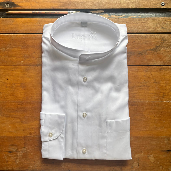 White grandad collar cotton shirt
