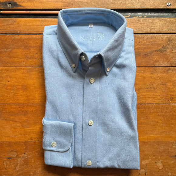 Light blue flannel shirt with button down collar