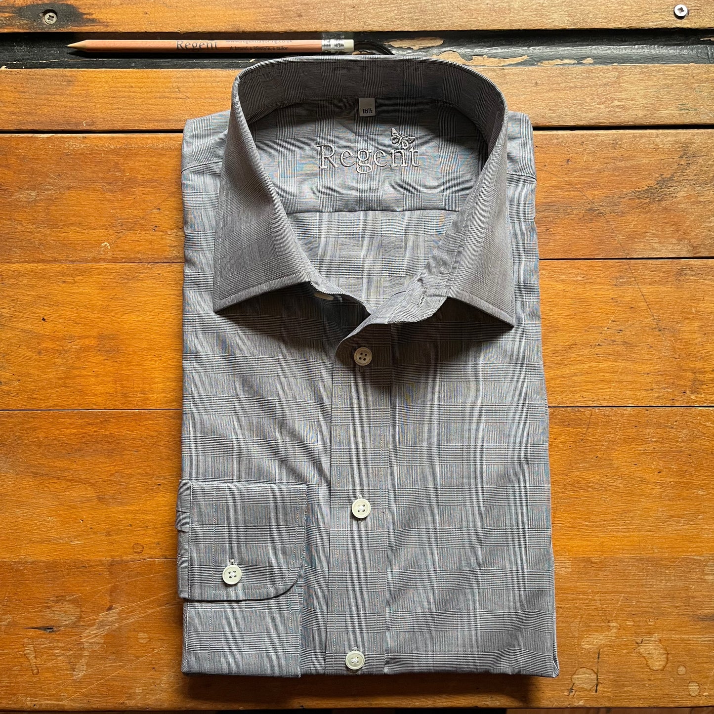 Grey prince of wales checked shirt