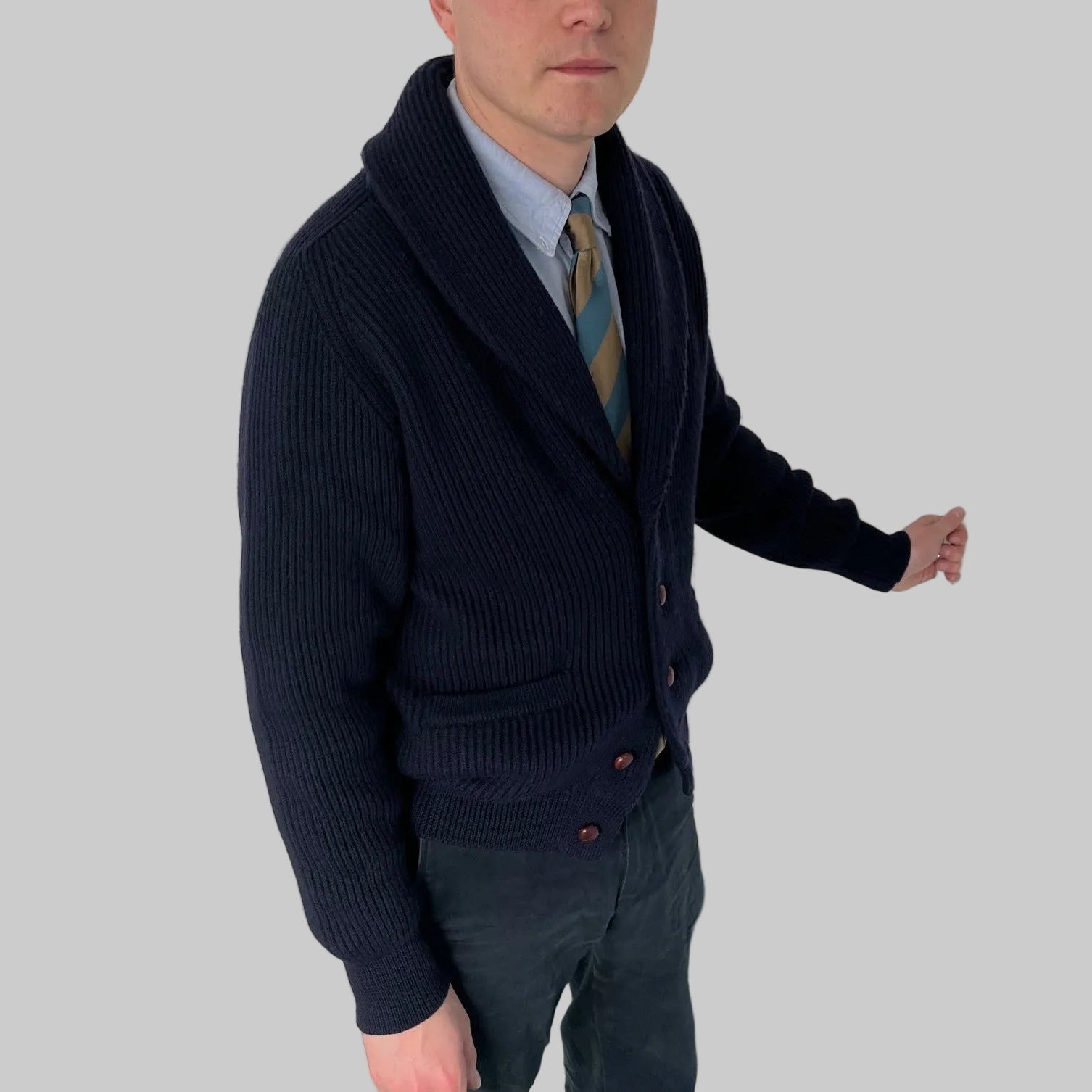 Shawl Cardigan Navy Merino Wool Cardigan Buy Charles Tyrwhitt Blue