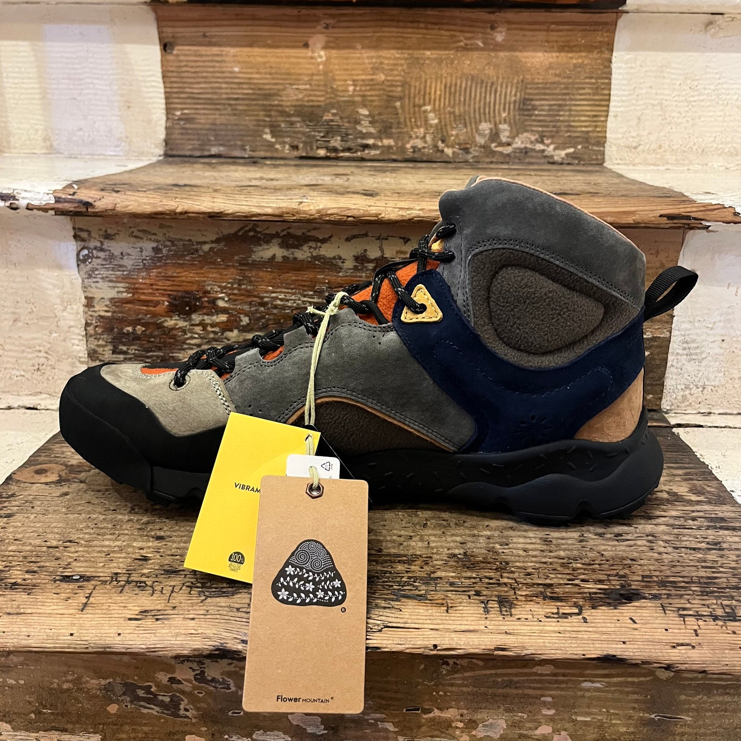 Flower Mountain - Suede and technical fabric sneakers - Grey-Army green