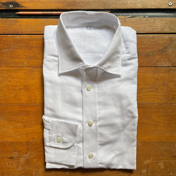 Regent white cotton linen blend shirt