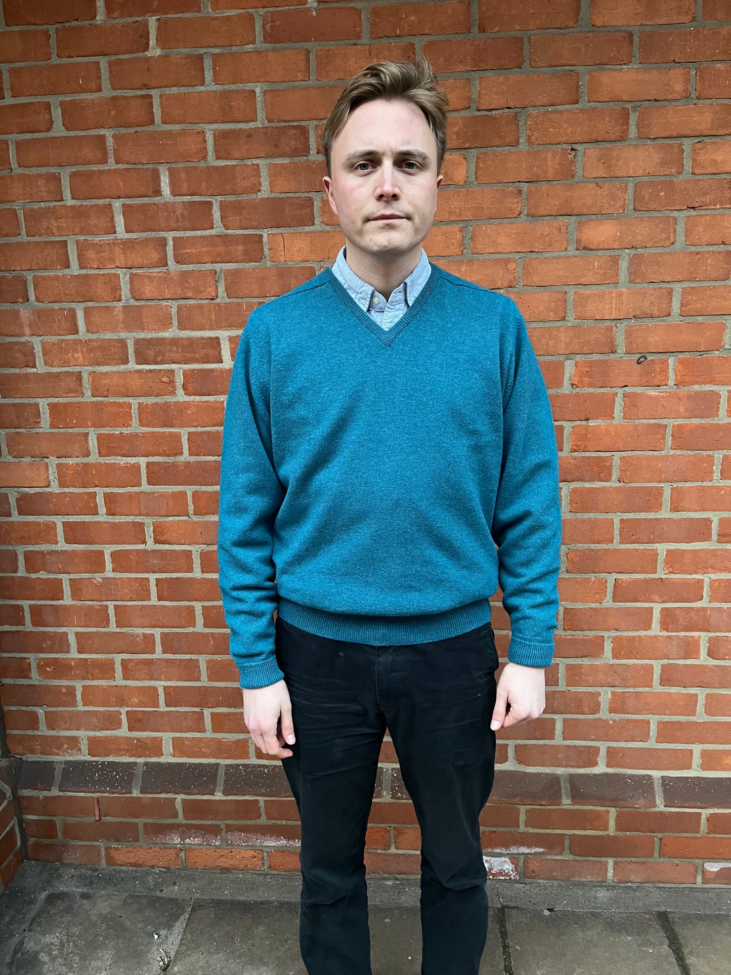 Regent - V Neck Jumper - Geelong - Mallard Turquoise