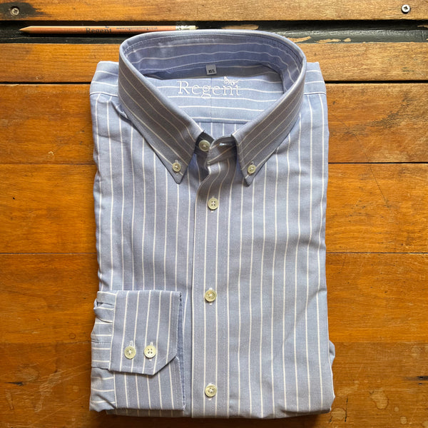 Regent - Johnny Shirt - Blue Stripe Oxford Cotton