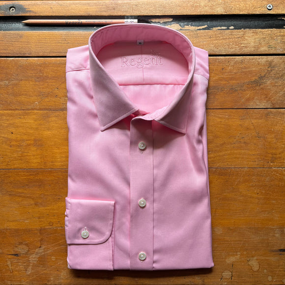 Pink twill shirt with subtle square weave