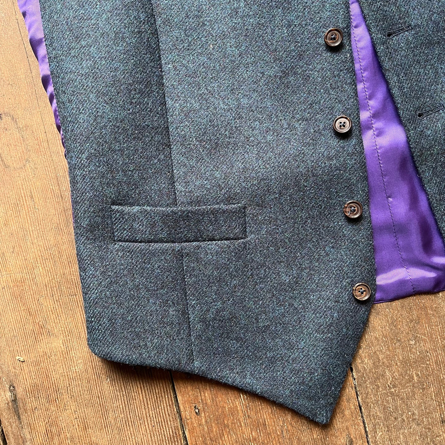 Regent - Shearer Waistcoat – Peacock Blue Tweed