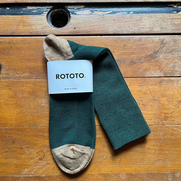 Rototo green and beige sock pair