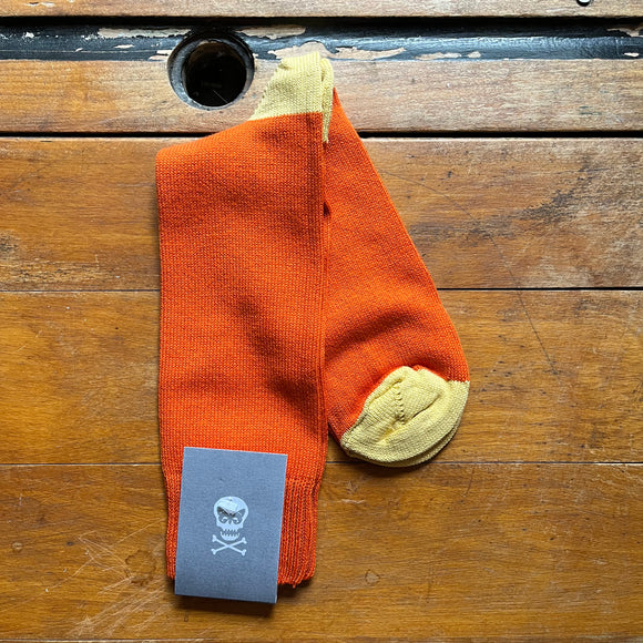 Regent Socks - Cotton - Orange with Yellow Heel and Toe