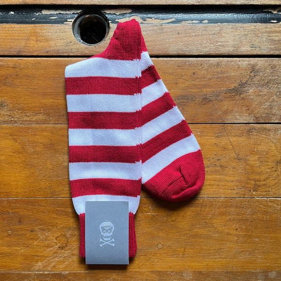 Red and white hooped cotton sock