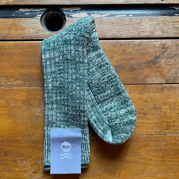 Regent padded cotton blend socks in forest green marl