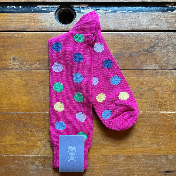 Regent - Socks - Cotton - Pink with Multicolour Spot - Regent Tailoring