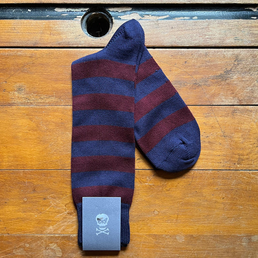 Regent burgundy and navy hoop sock f