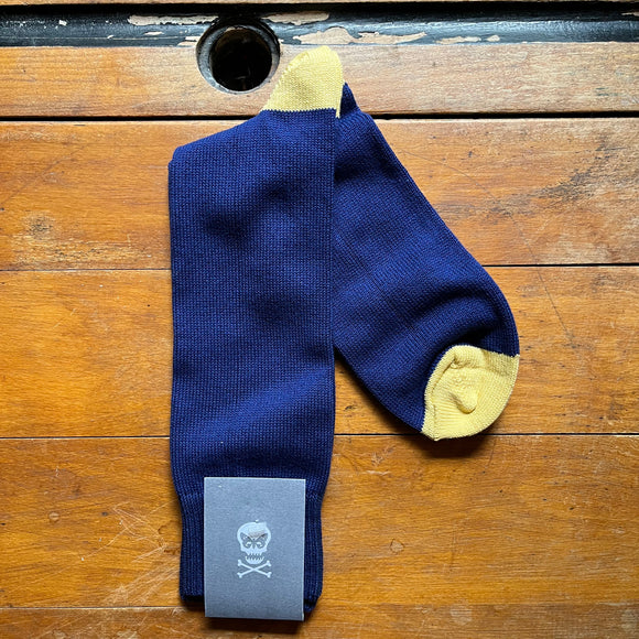 Regent Socks - Cotton - Dark Blue with Yellow Heel and Toe - Regent Tailoring