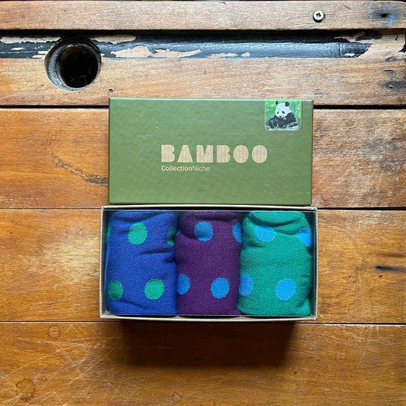 Box of three spotted bamboo socks