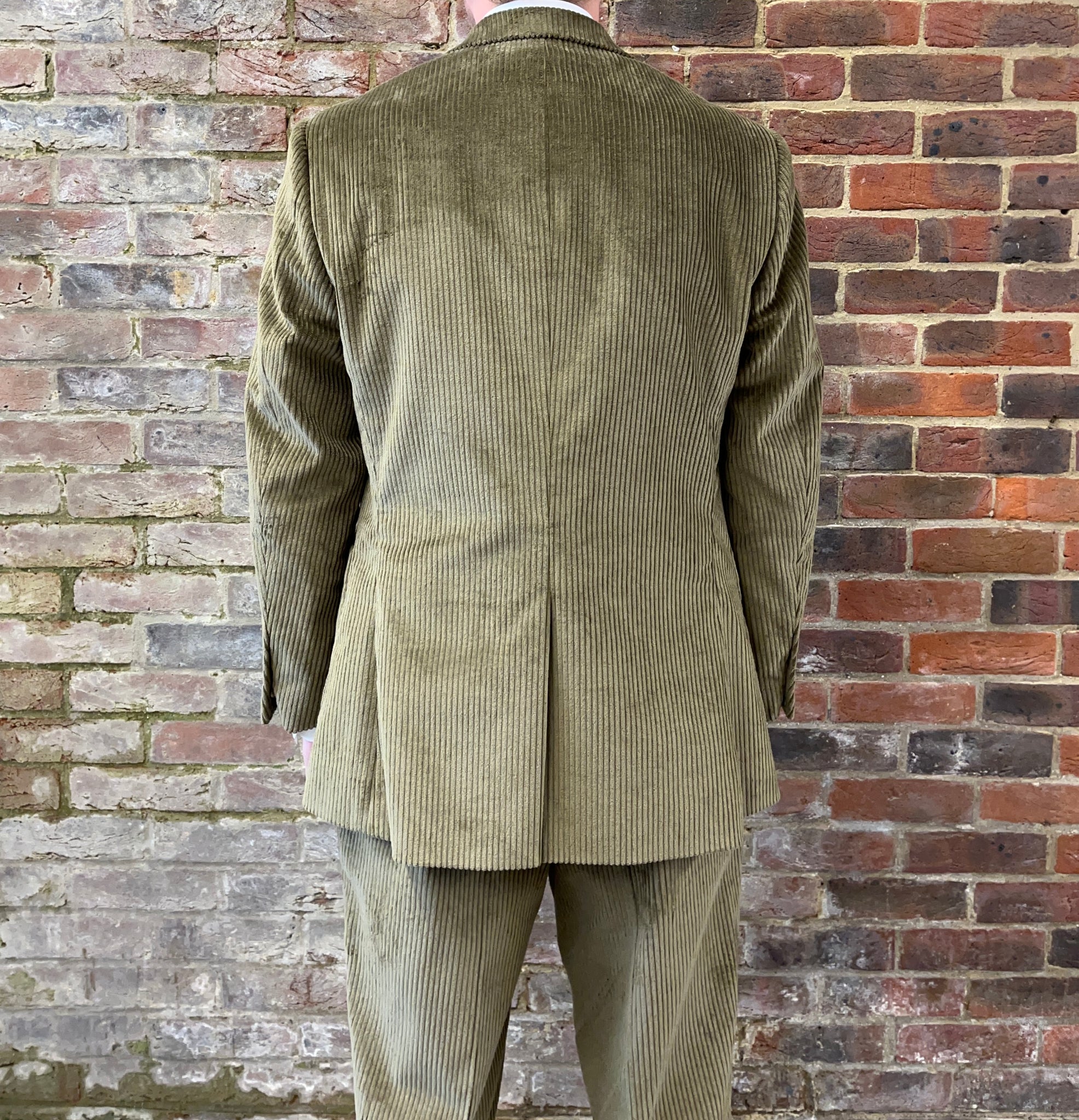 Regent 'Terrence' two button corduroy green suit  - rear vent