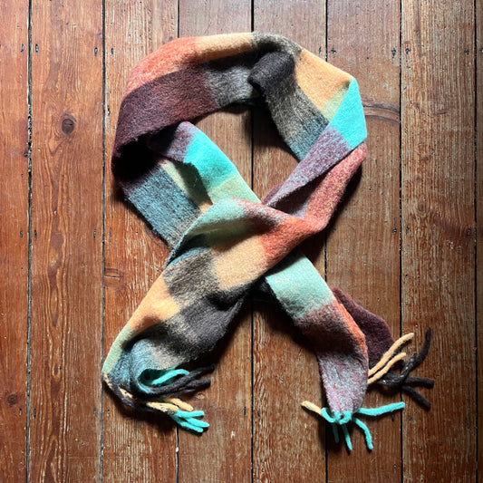 Multi Check Mohair blend scarf .