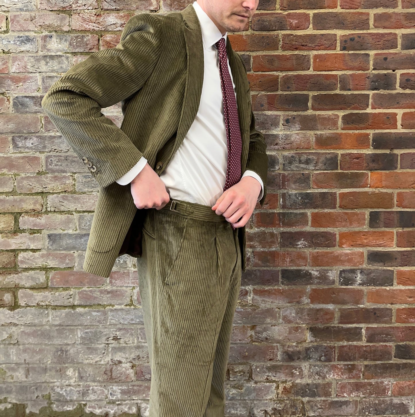 Regent 'Terrence' two button corduroy green suit  - trouser
