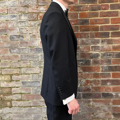 Regent - Classic Dinner Suit - One Button - Black - Peak Lapel - Regent Tailoring - side