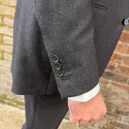 Regent - 'Gray' Heritage - Two Button Suit in Grey Wool - cuff