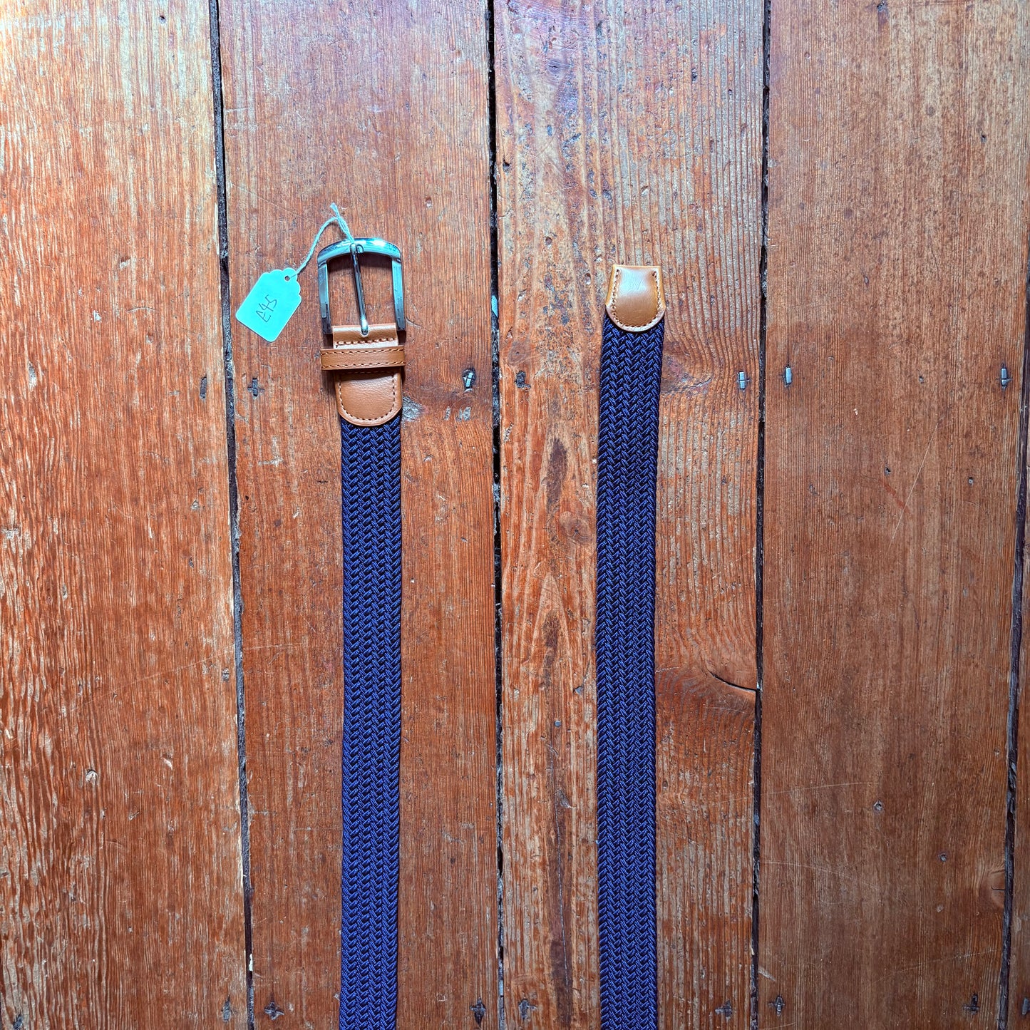 Blue belt on wood