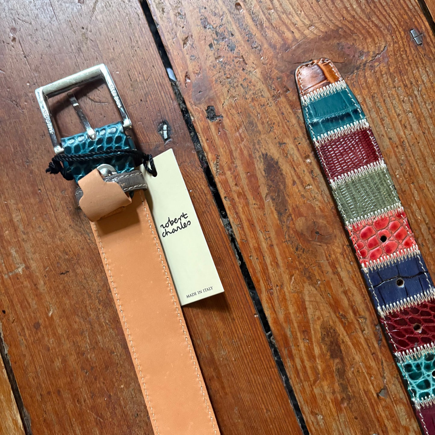 Robert Charles- Handmade Leather Belt- Patchwork
