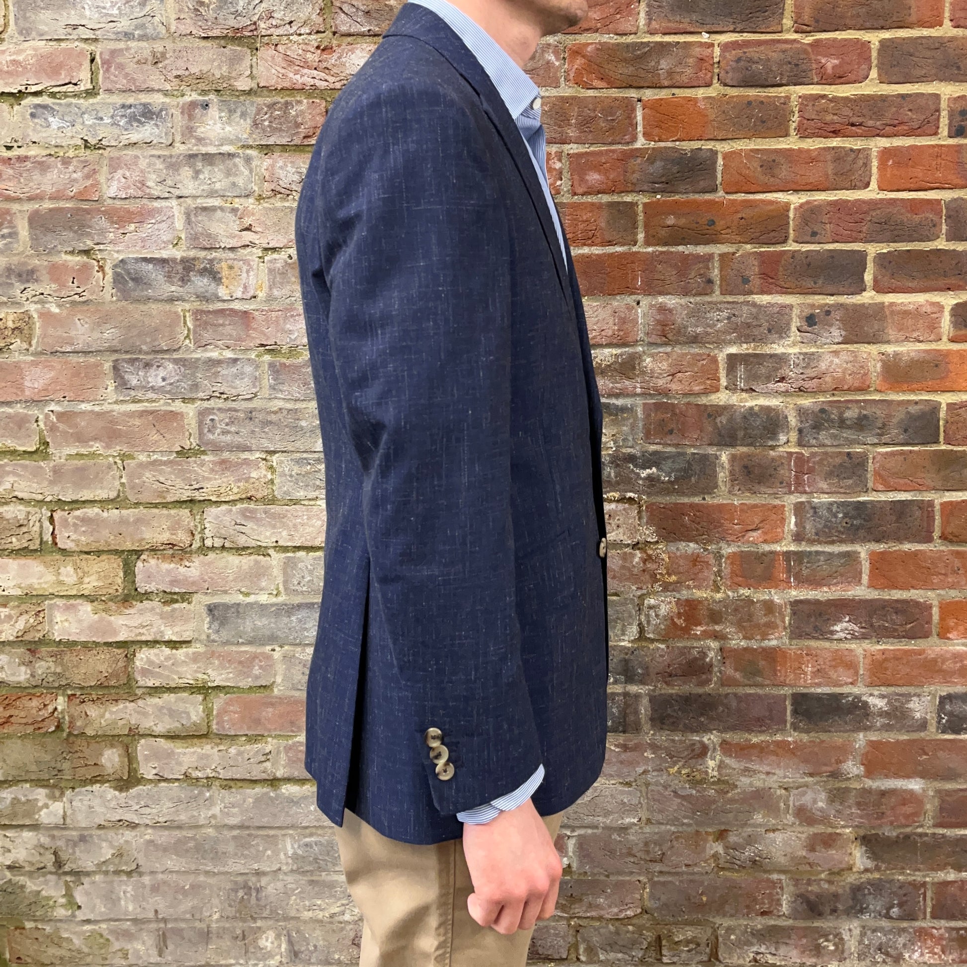 Regent 'Lumps' jacket navy wool and linen - side
