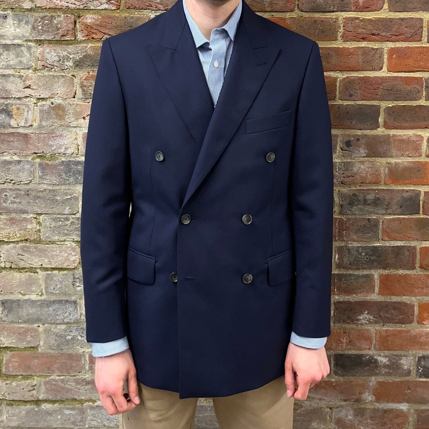 Regent - 'Thompson' Double-Breasted Jacket - Blue Wool 280g - Harrison's of Edinburgh