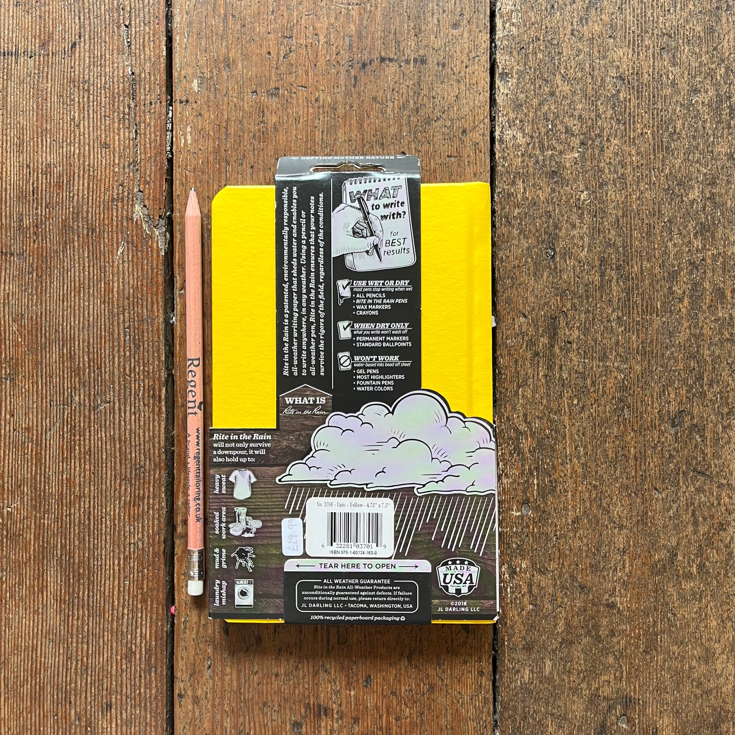 Rite in the Rain - All Weather Universal Notebook Hardcover 5" x 8" - Yellow - 370F