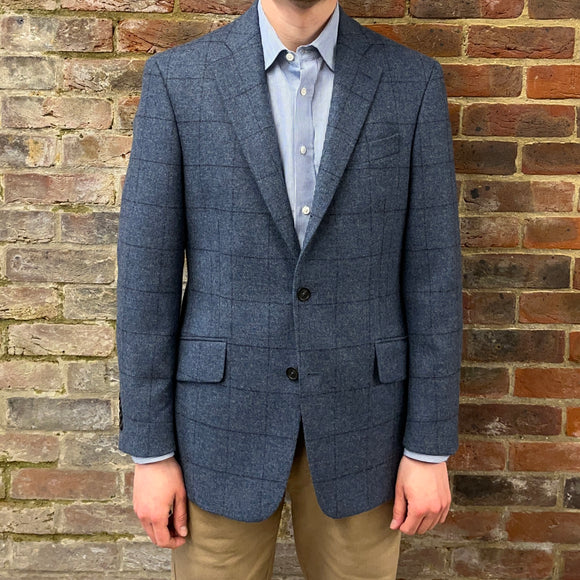 Regent blue tweed jacket with overcheck