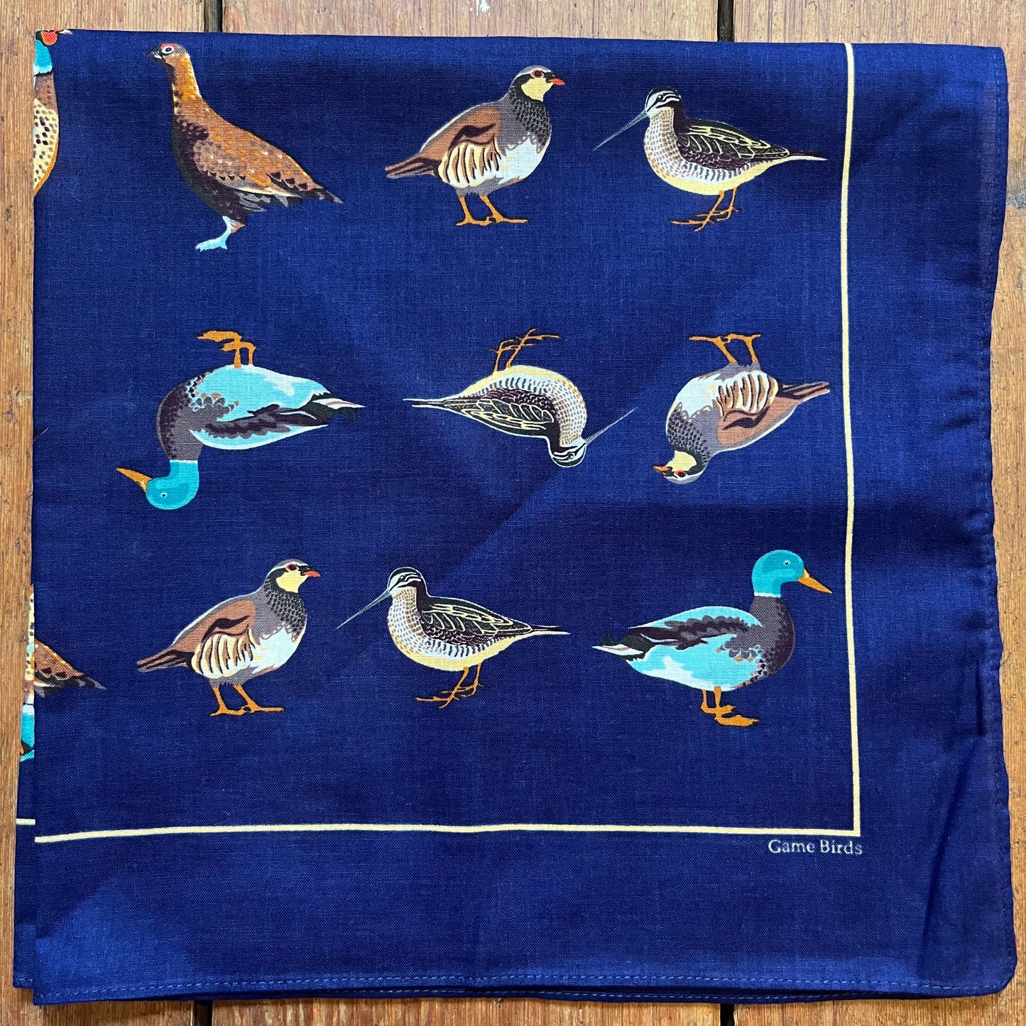 Regent - Cotton Hanky - Bandana - Navy with Country Birds