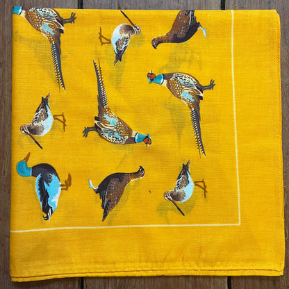 Regent - Cotton Hanky - Bandana - Gold with Country Birds