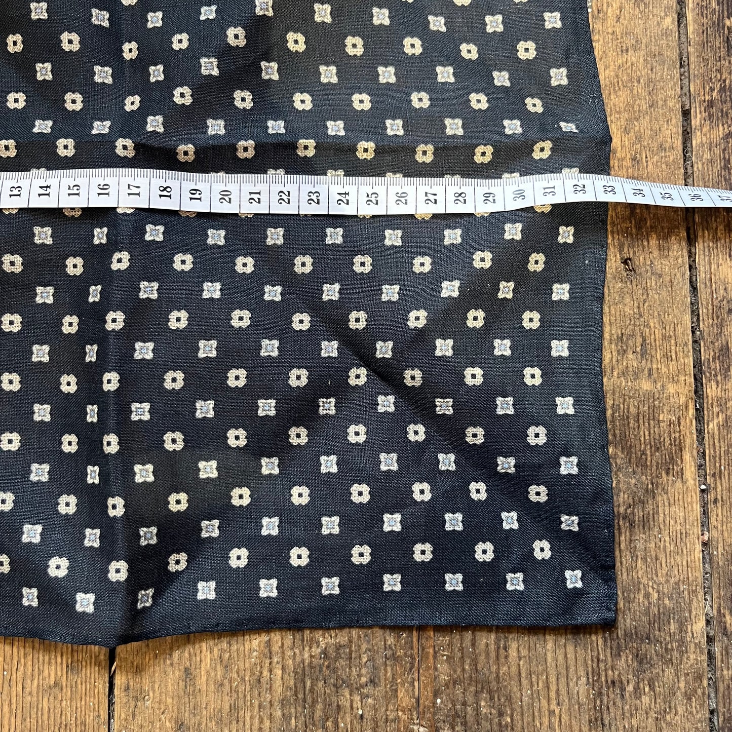 Amanda Christensen - Linen Pocket Square - Dark Navy Pattern