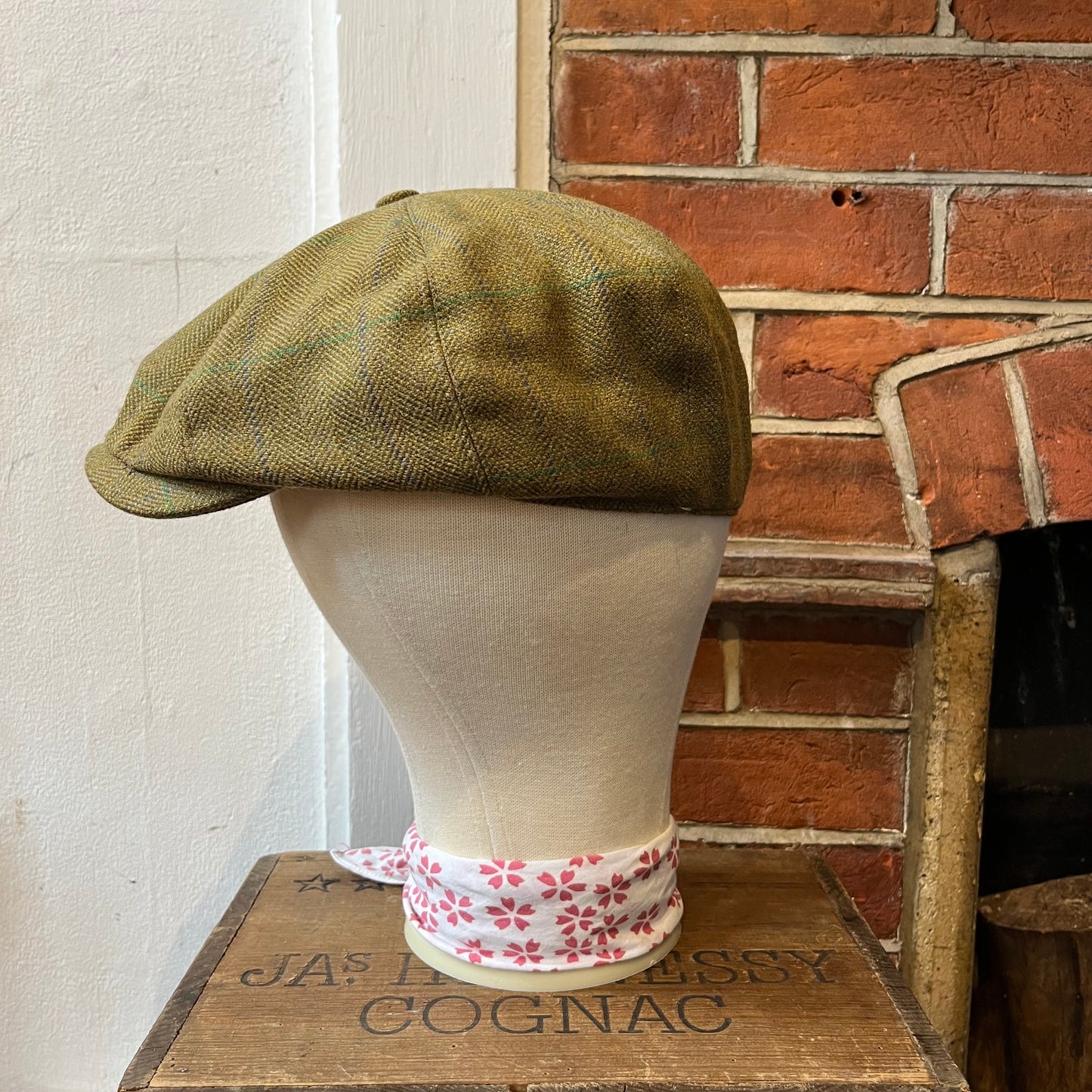 Regent - Baker Boy Cap - Olive Green with Overcheck