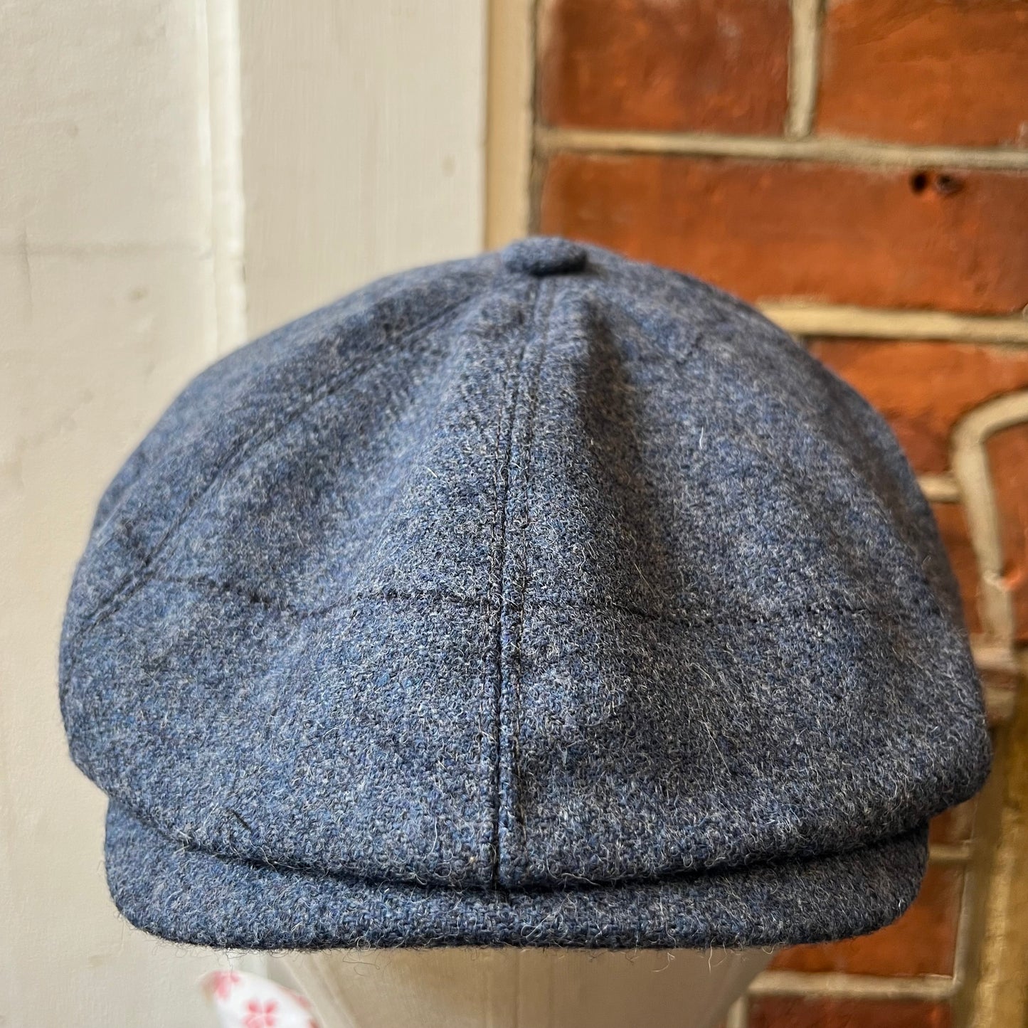 Regent - Baker Boy Cap - Blue Tweed with Overcheck