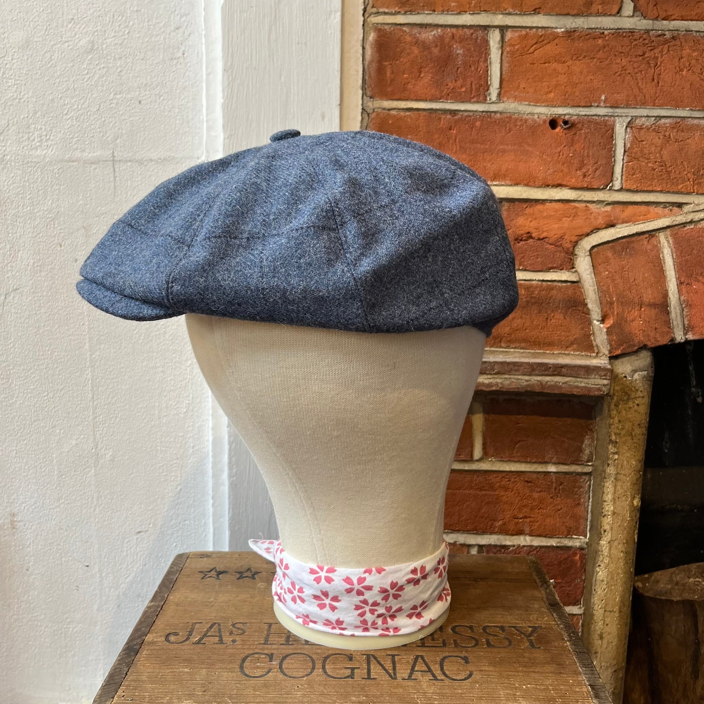 Regent - Baker Boy Cap - Blue Tweed with Overcheck