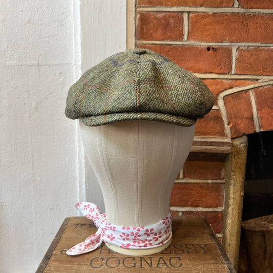 Regent - Baker Boy Cap - Green Tweed with Blue/Red Overcheck